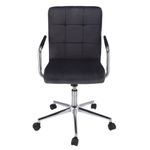 Casa si Gradina - Mobilier - Scaune si fotolii - Scaune - Scaun de birou QUATRO, Jumi, catifea neagra, reglabil pe inaltime, cu roti si brate metalice - Infinity.ro