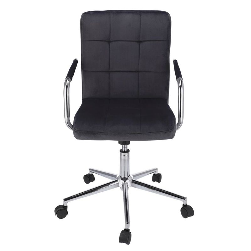 Casa si Gradina - Mobilier - Scaune si fotolii - Scaune - Scaun de birou QUATRO, Jumi, catifea neagra, reglabil pe inaltime, cu roti si brate metalice - Infinity.ro