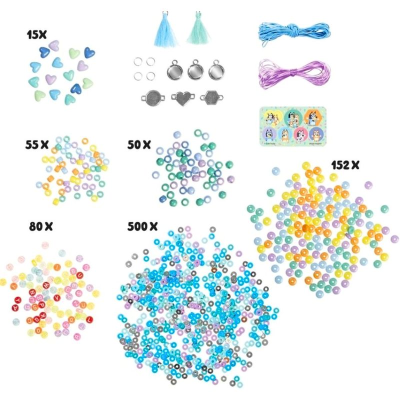 Fashion, accesorii si bijuterii - Copii - Accesorii copii - Bijuterii si ceasuri copii - Set bratari Bluey cu 1500 margele, snururi & charm-uri, Totum, 3+ ani - Infinity.ro