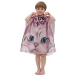 Jucarii, Copii si Bebe - Igiena si ingrijire - Baia bebelusului - Prosoape si halate de baie copii - Prosop poncho pentru copii, cu gluga, model pisica, i love you, 60x60 cm, pelerina de plaja, roz - Infinity.ro