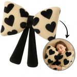 Casa si Gradina - Textile si covoare - Perne si pilote - Perne decorative - Perna decorativa pufoasa, model funda cu inimioare, 40x50 cm, perna moale pentru canapea si dormitor, crem-negru - Infinity.ro