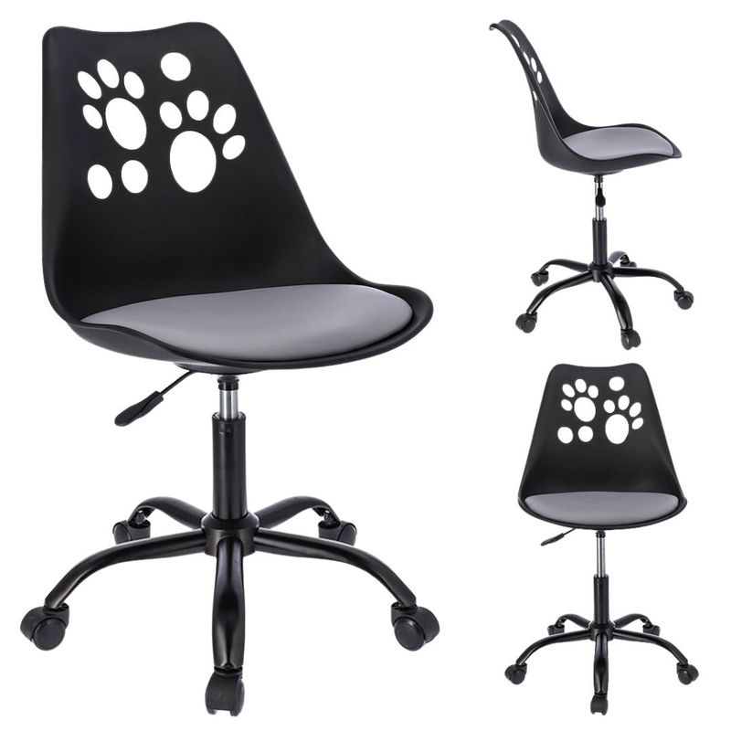 Casa si Gradina - Mobilier - Scaune si fotolii - Scaune - Scaun de birou ergonomic pivotant Joy, reglabil pe inaltime, cu roti si perna de sezut, negru/gri - Infinity.ro