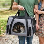 Petshop - Accesorii petshop - Culcusuri si custi - Genti si articole transport - Geanta transport animale de companie pliabila, mesh respirabil, 44x25x28 cm, max. 5 kg, gri - Infinity.ro