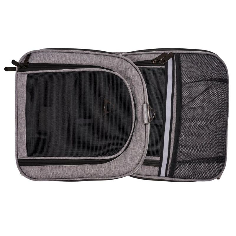Petshop - Accesorii petshop - Culcusuri si custi - Genti si articole transport - Geanta transport animale de companie pliabila, mesh respirabil, 44x25x28 cm, max. 5 kg, gri - Infinity.ro
