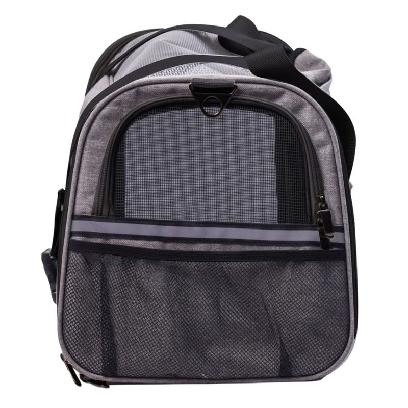 Petshop - Accesorii petshop - Culcusuri si custi - Genti si articole transport - Geanta transport animale de companie pliabila, mesh respirabil, 44x25x28 cm, max. 5 kg, gri - Infinity.ro