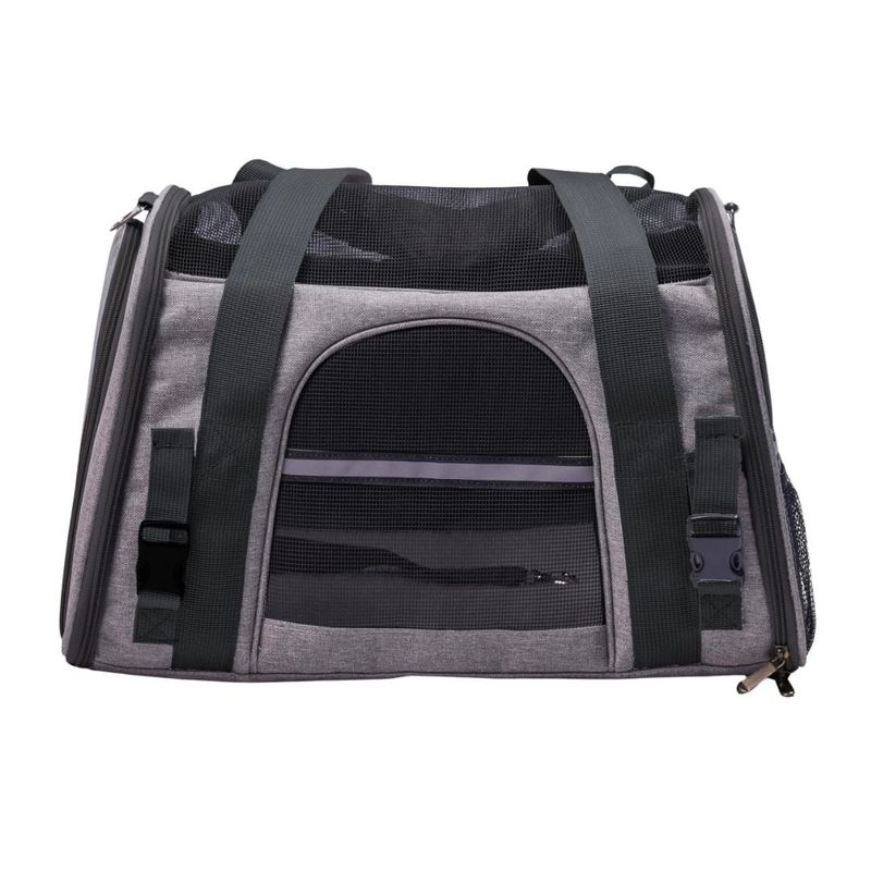 Petshop - Accesorii petshop - Culcusuri si custi - Genti si articole transport - Geanta transport animale de companie pliabila, mesh respirabil, 44x25x28 cm, max. 5 kg, gri - Infinity.ro