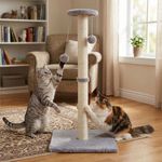 Petshop - Accesorii petshop - Jucarii animale - Ansambluri de joaca - Ansamblu de joaca si stalp sisal pentru pisici, Jumi, cu clopotei, gri, 81 cm - Infinity.ro