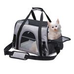 Petshop - Accesorii petshop - Culcusuri si custi - Genti si articole transport - Geanta transport animale de companie pliabila, mesh respirabil, 44x25x28 cm, max. 5 kg, gri - Infinity.ro