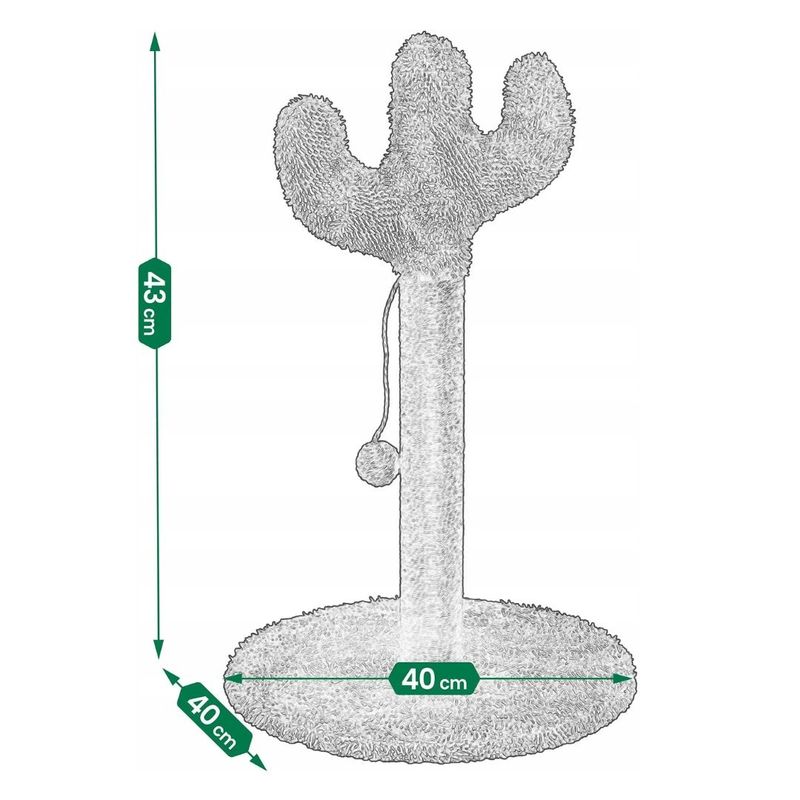Petshop - Accesorii petshop - Jucarii animale - Ansambluri de joaca - Ansamblu de joaca si stalp sisal pentru pisici, Jumi, model cactus verde, 43 cm - Infinity.ro