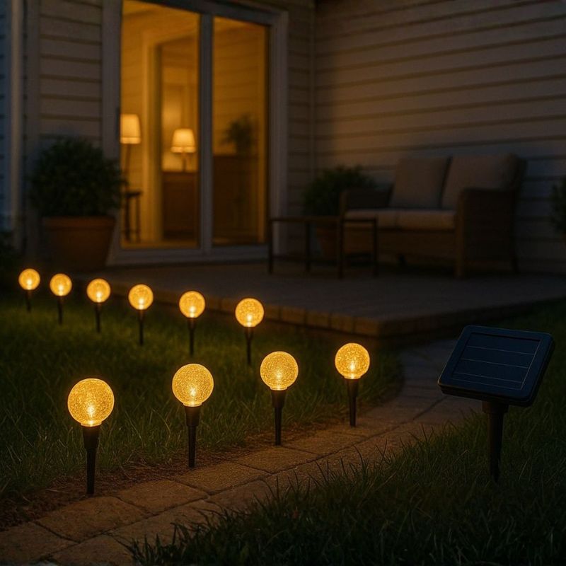 Casa si Gradina - Corpuri si surse de iluminat - Iluminat exterior - Lampi solare - Set de lumini solare de gradina, tip ghirlanda cu 10 LED-uri IP44, 3.8M, 1.2v, Jumi - Infinity.ro