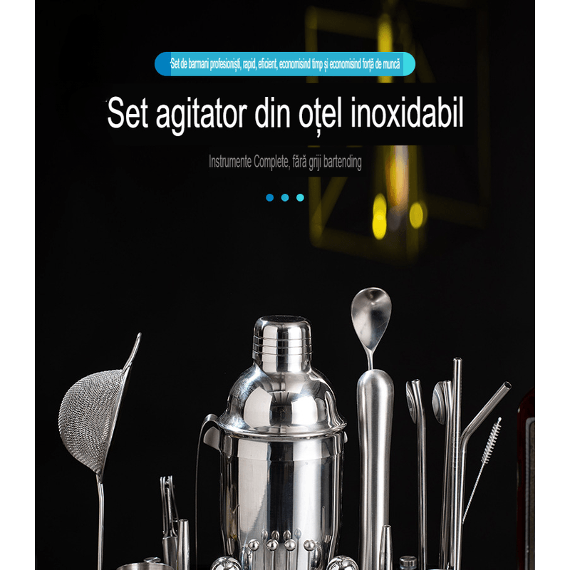 Casa si Gradina - Bucatarie si vesela - Accesorii bar - Kit complet pentru barmani Lewei MC-YKL23, Suport acrilic, 23 piese, 750 ml, dimensiuni 19x12x30.5 CM, Set barman - Infinity.ro