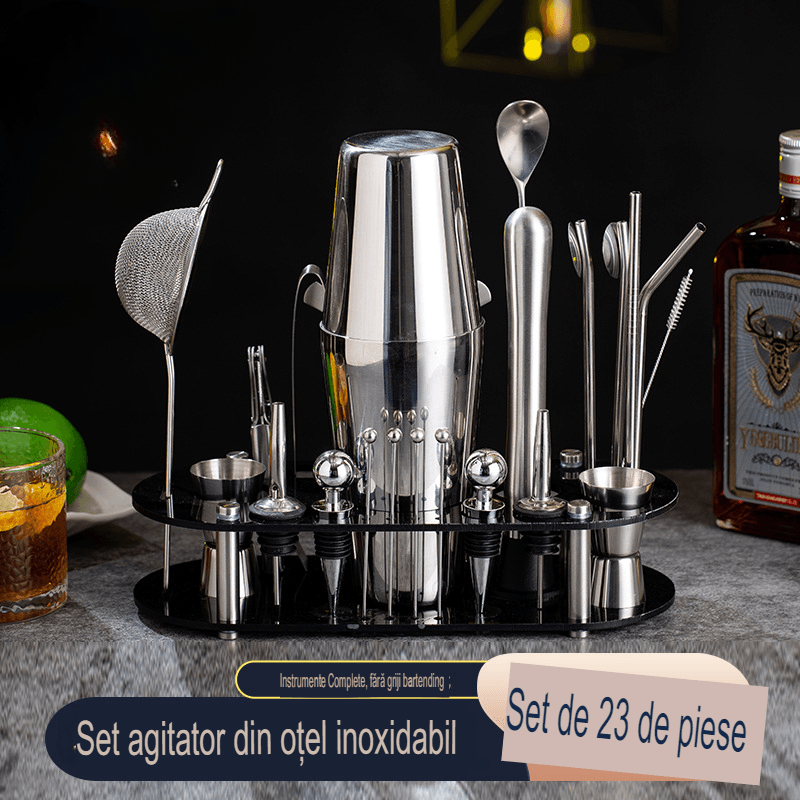 Casa si Gradina - Bucatarie si vesela - Accesorii bar - Kit complet pentru barmani Lewei MC-YKL23, Suport acrilic, 23 piese, 750 ml, dimensiuni 19x12x30.5 CM, Set barman - Infinity.ro
