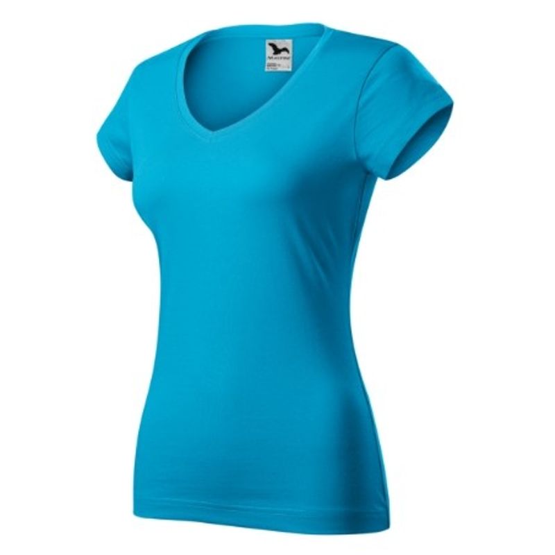 Fashion, accesorii si bijuterii - Femei - Imbracaminte femei - Tricouri si topuri femei - Tricou pentru dama, Fit V-neck 162, Malfini, turcoaz - L - Infinity.ro