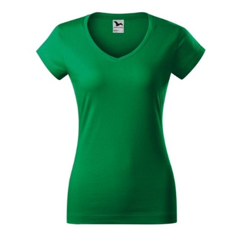 Fashion, accesorii si bijuterii - Femei - Imbracaminte femei - Tricouri si topuri femei - Tricou pentru dama, Fit V-neck 162, Malfini, verde mediu - M - Infinity.ro