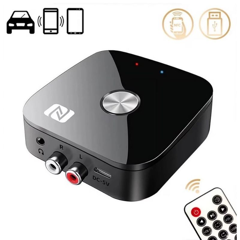 Auto si Moto - Electronice auto - Multimedia auto - Receptor Receiver Audio Bluetooth Techstar T68, BT 5.3, NFC, RCA L/R + AUX 3.5mm, USB U-Disk, Telecomanda IR, HiFi, 10m - Infinity.ro