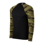 Fashion, accesorii si bijuterii - Barbati - Imbracaminte - Tricouri si bluze barbati - Tricou unisex Malfini Camouflage LS 166, maneca lunga raglan, bumbac 160 g/mp, camuflaj verde - XS - Infinity.ro