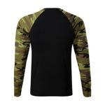 Fashion, accesorii si bijuterii - Barbati - Imbracaminte - Tricouri si bluze barbati - Tricou unisex Malfini Camouflage LS 166, maneca lunga raglan, bumbac 160 g/mp, camuflaj verde - XS - Infinity.ro