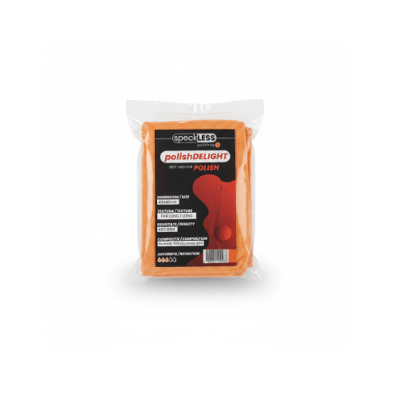 Auto si Moto - Intretinere auto - Produse curatare auto - Laveta Microfibra fara Margini Speckless Polish Delight, 450gsm, 40x40cm, Orange - Infinity.ro