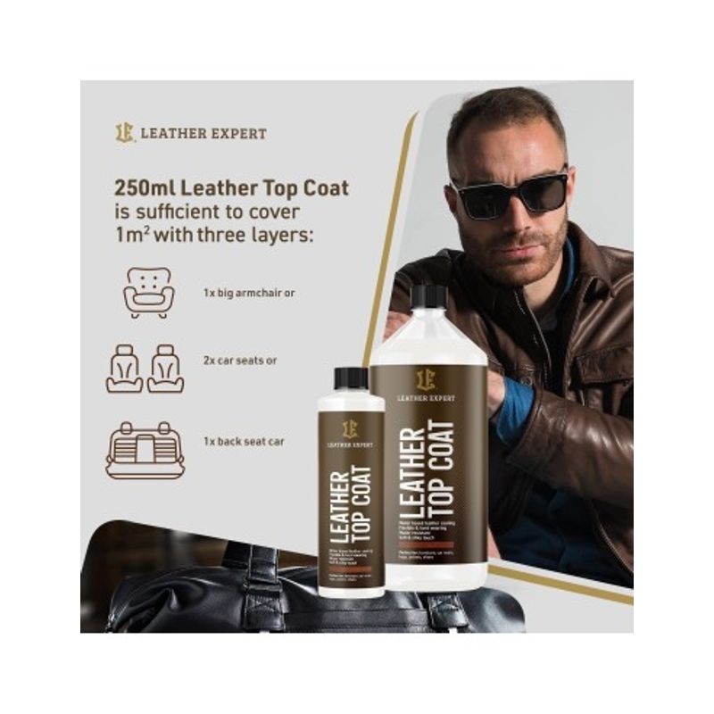 Auto si Moto - Piese auto si accesorii - Caroserie - Vopsele auto si accesorii - Lac Satinat pentru Vopsit Piele LEATHER EXPERT Top Coat, 500ml - Infinity.ro
