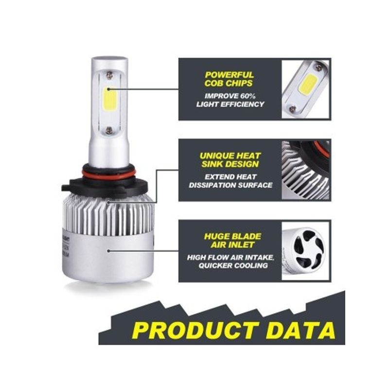 Auto si Moto - Electrice auto - Iluminare si semnalizare - Becuri auto - Set 2 leduri H8 COB Canbus pentru far auto putere 72W, 6000k, luminozitate 8000 Lm, 12V - 24V - Infinity.ro