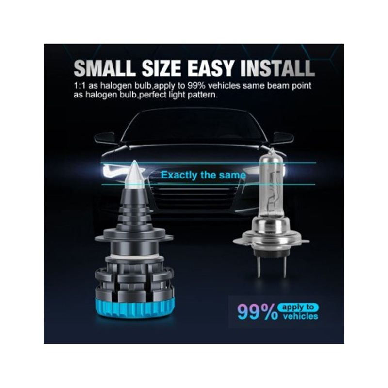 Auto si Moto - Electrice auto - Iluminare si semnalizare - Becuri auto - Set 2 leduri H11 Quart 25.000 Lm Canbus 360 grade pentru far cu lupa, putere 110W/set, 12V-24V - Infinity.ro
