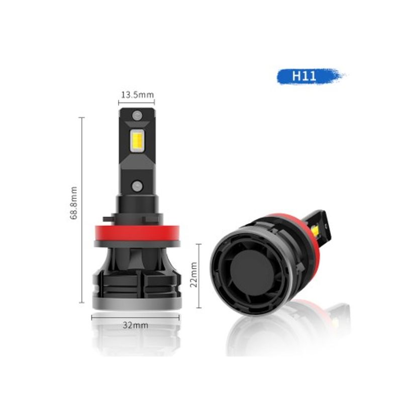 Auto si Moto - Electrice auto - Iluminare si semnalizare - Becuri auto - Set 2 leduri auto H11 Canbus, 3000K/6000K, putere 50W, luminozitate 10.000 Lm, 12-24V - Infinity.ro