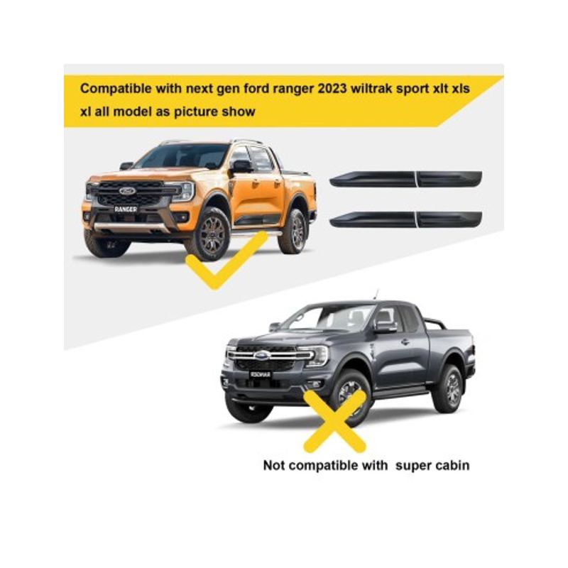 Auto si Moto - Piese auto si accesorii - Caroserie - Ornamente exterior auto - Set Ornamente laterale portiere negru mat Ford Ranger T9 2022+ - Infinity.ro
