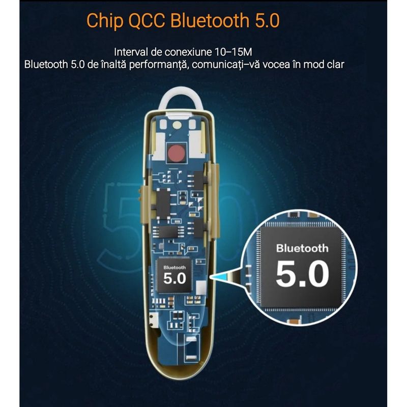 TV, Audio-Video si Foto - Portabile audio - Casti audio - Casca Bluetooth New Bee B41, Baterie 24 ore, Multipoint, Universala, Culoare Auriu - Infinity.ro