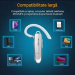 TV, Audio-Video si Foto - Portabile audio - Casti audio - Casca Bluetooth New Bee B41, Baterie 24 ore, Multipoint, Universala, Culoare Alb - Infinity.ro