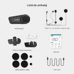TV, Audio-Video si Foto - Portabile audio - Casti audio - Casca Bluetooth pentru MOTO, Intercom pentru 6 persoane 1200m, Baterie 11 ore, Anulare zgomot, Rezistenta apa - Infinity.ro