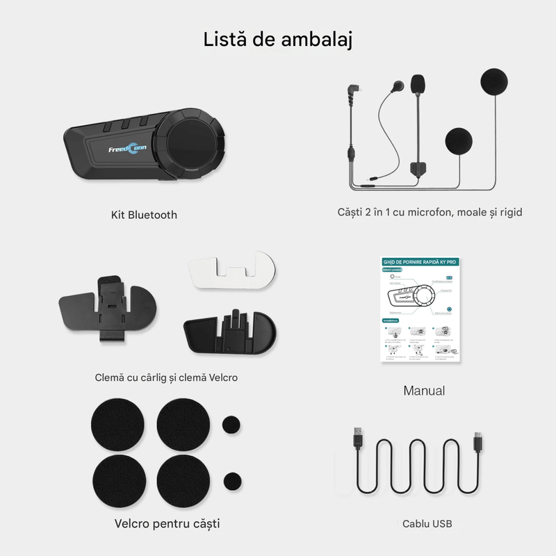 TV, Audio-Video si Foto - Portabile audio - Casti audio - Casca Bluetooth pentru MOTO, Intercom pentru 6 persoane 1200m, Baterie 11 ore, Anulare zgomot, Rezistenta apa - Infinity.ro