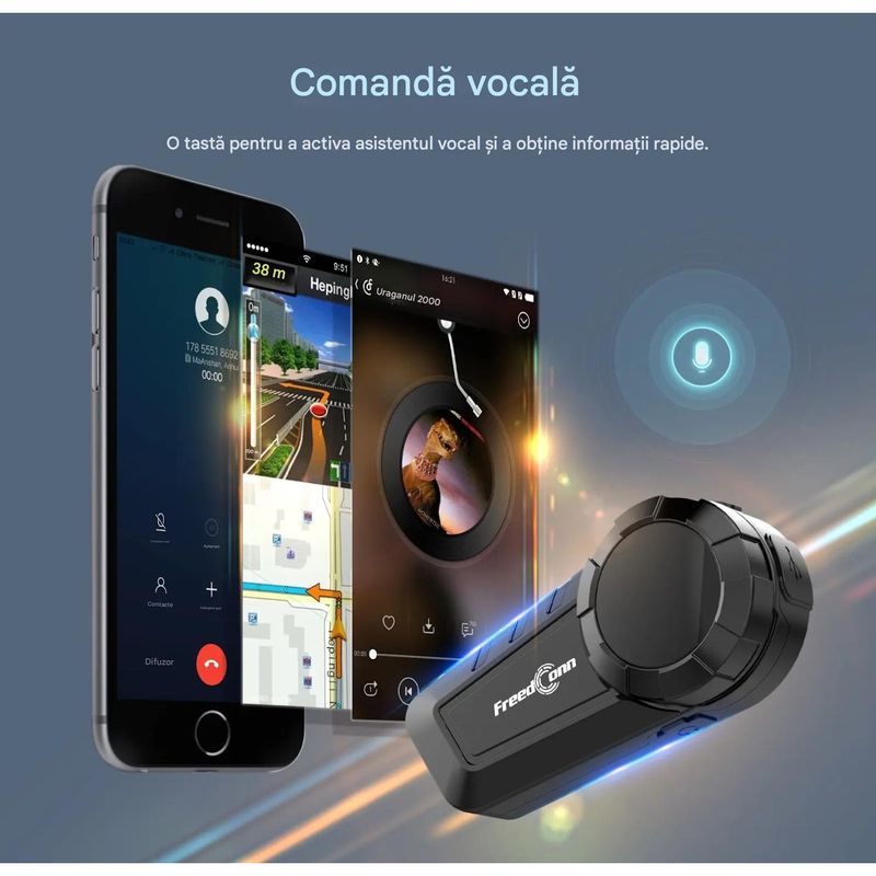 TV, Audio-Video si Foto - Portabile audio - Casti audio - Casca Bluetooth pentru MOTO, Intercom pentru 6 persoane 1200m, Baterie 11 ore, Anulare zgomot, Rezistenta apa - Infinity.ro