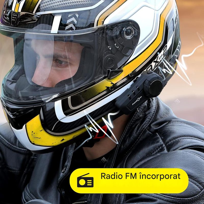 TV, Audio-Video si Foto - Portabile audio - Casti audio - Casca Bluetooth pentru MOTO, Intercom pentru 6 persoane 1200m, Baterie 11 ore, Anulare zgomot, Rezistenta apa - Infinity.ro