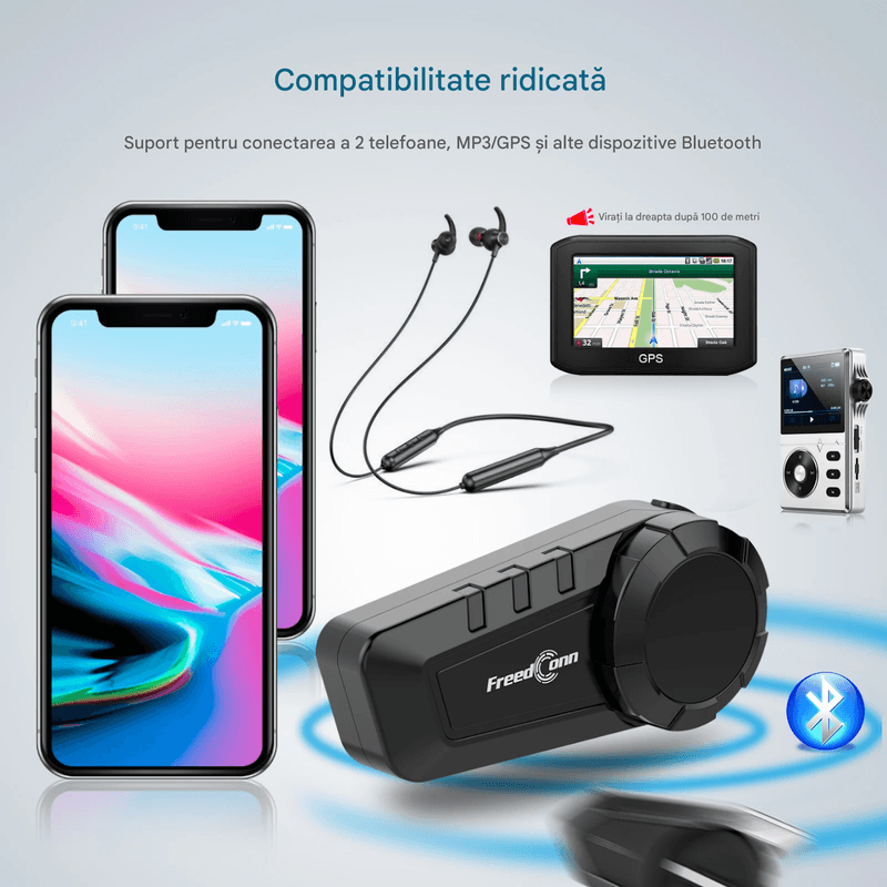 TV, Audio-Video si Foto - Portabile audio - Casti audio - Casca Bluetooth pentru MOTO, Intercom pentru 6 persoane 1200m, Baterie 11 ore, Anulare zgomot, Rezistenta apa - Infinity.ro
