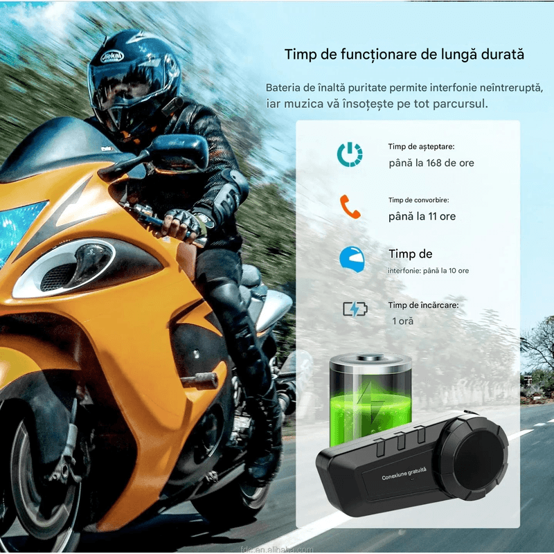 TV, Audio-Video si Foto - Portabile audio - Casti audio - Casca Bluetooth pentru MOTO, Intercom pentru 6 persoane 1200m, Baterie 11 ore, Anulare zgomot, Rezistenta apa - Infinity.ro