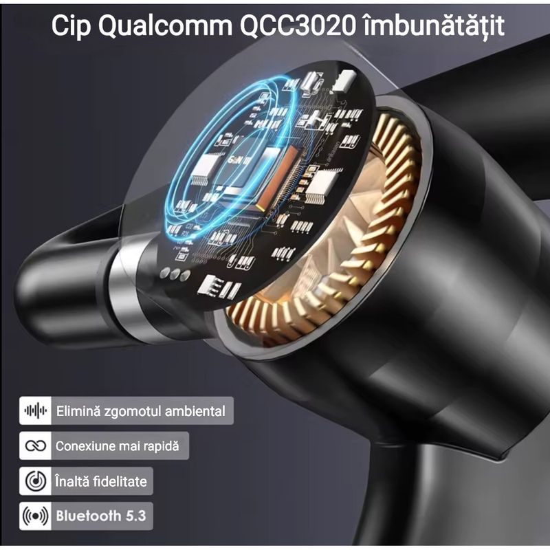 TV, Audio-Video si Foto - Portabile audio - Casti audio - Casca Bluetooth CerCip G10, Anulare zgomot, Autonomie 27 ore, Carcasa de incarcare, Suport cu intindere,  Multipoint - Infinity.ro