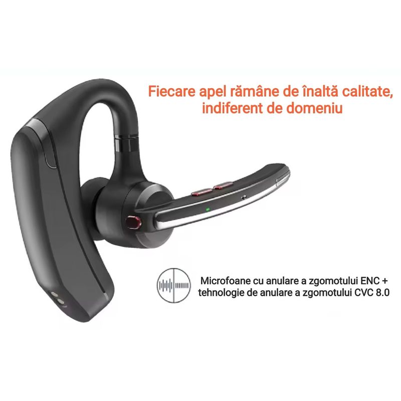 TV, Audio-Video si Foto - Portabile audio - Casti audio - Casca Bluetooth CerCip G10, Anulare zgomot, Autonomie 27 ore, Carcasa de incarcare, Suport cu intindere,  Multipoint - Infinity.ro