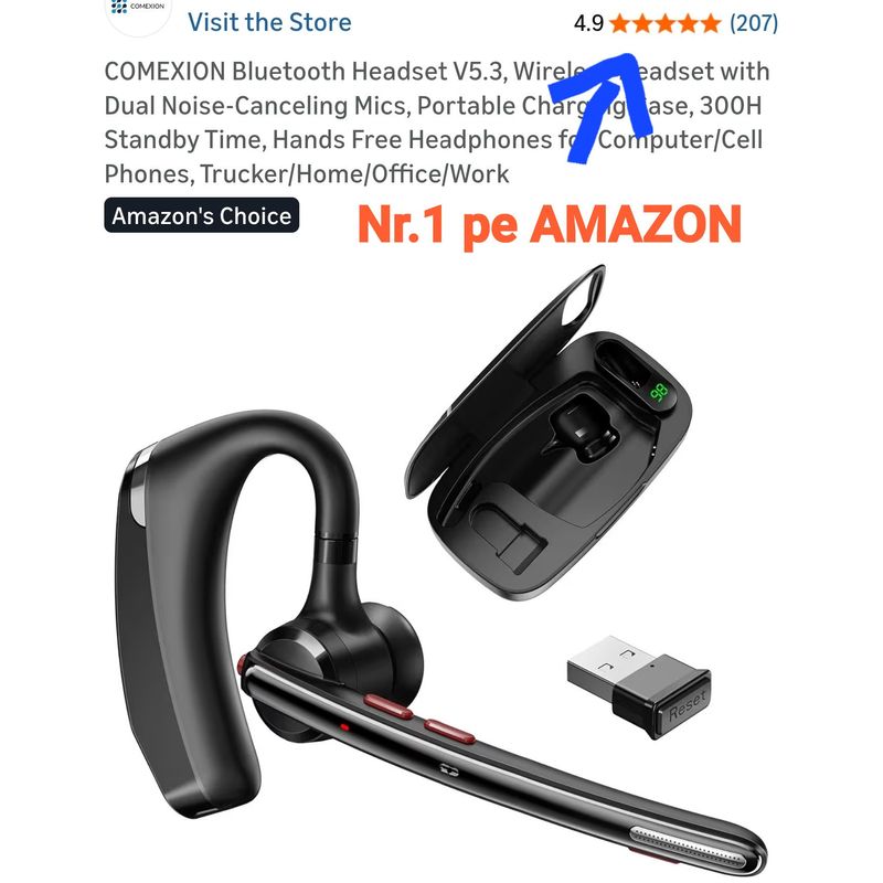TV, Audio-Video si Foto - Portabile audio - Casti audio - Casca Bluetooth CerCip G10, Anulare zgomot, Autonomie 27 ore, Carcasa de incarcare, Suport cu intindere,  Multipoint - Infinity.ro