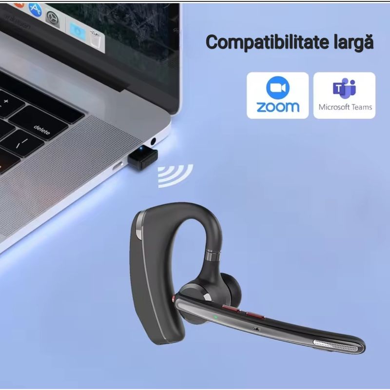 TV, Audio-Video si Foto - Portabile audio - Casti audio - Casca Bluetooth CerCip G10, Anulare zgomot, Autonomie 27 ore, Carcasa de incarcare, Suport cu intindere,  Multipoint - Infinity.ro