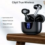 TV, Audio-Video si Foto - Portabile audio - Casti audio - Casti Wireless TWS CerCip S42 cu izolare a zgomotului ENC+ANC, Autonomie 40 ore, Control prin Touch, Universale, Alb - Infinity.ro