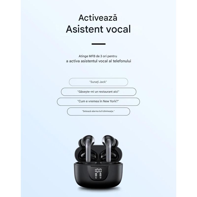 TV, Audio-Video si Foto - Portabile audio - Casti audio - Casti Wireless TWS CerCip S42 cu izolare a zgomotului ENC+ANC, Autonomie 40 ore, Control prin Touch, Universale, Alb - Infinity.ro