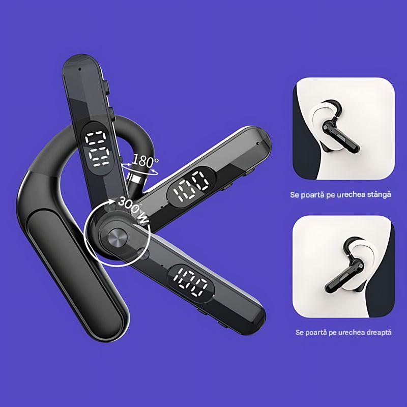 TV, Audio-Video si Foto - Portabile audio - Casti audio - Casca Bluetooth CerCip F10, Autonomie baterie 48 ore, Anulare zgomot AI, Multipoint, Afisare procent baterie - Infinity.ro
