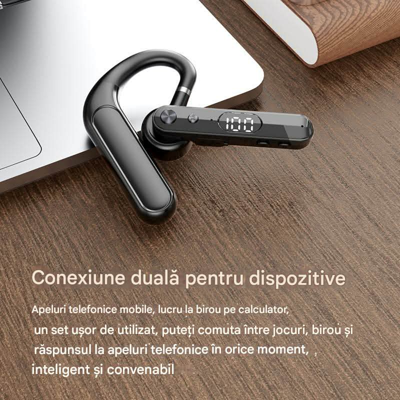 TV, Audio-Video si Foto - Portabile audio - Casti audio - Casca Bluetooth CerCip F10, Autonomie baterie 48 ore, Anulare zgomot AI, Multipoint, Afisare procent baterie - Infinity.ro