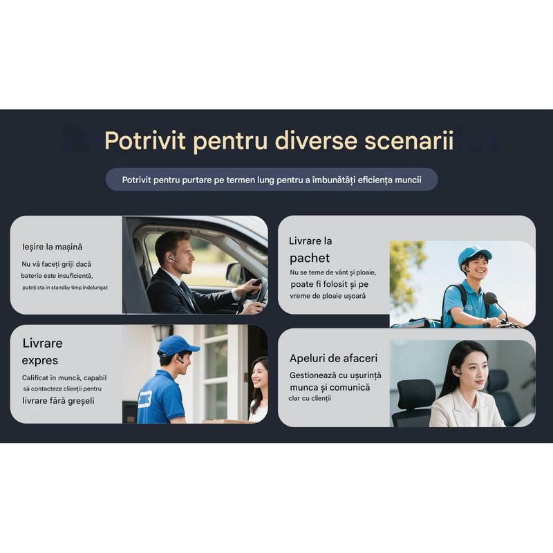 TV, Audio-Video si Foto - Portabile audio - Casti audio - Casca Bluetooth CerCip F10, Autonomie baterie 48 ore, Anulare zgomot AI, Multipoint, Afisare procent baterie - Infinity.ro