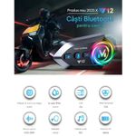 TV, Audio-Video si Foto - Portabile audio - Casti audio - Casca Bluetooth Moto Y12, Pentru Motocicleta, Autonomie 13 ore, Anulare Zgomot, Rezistenta la apa,Pentru un singur rider - Infinity.ro