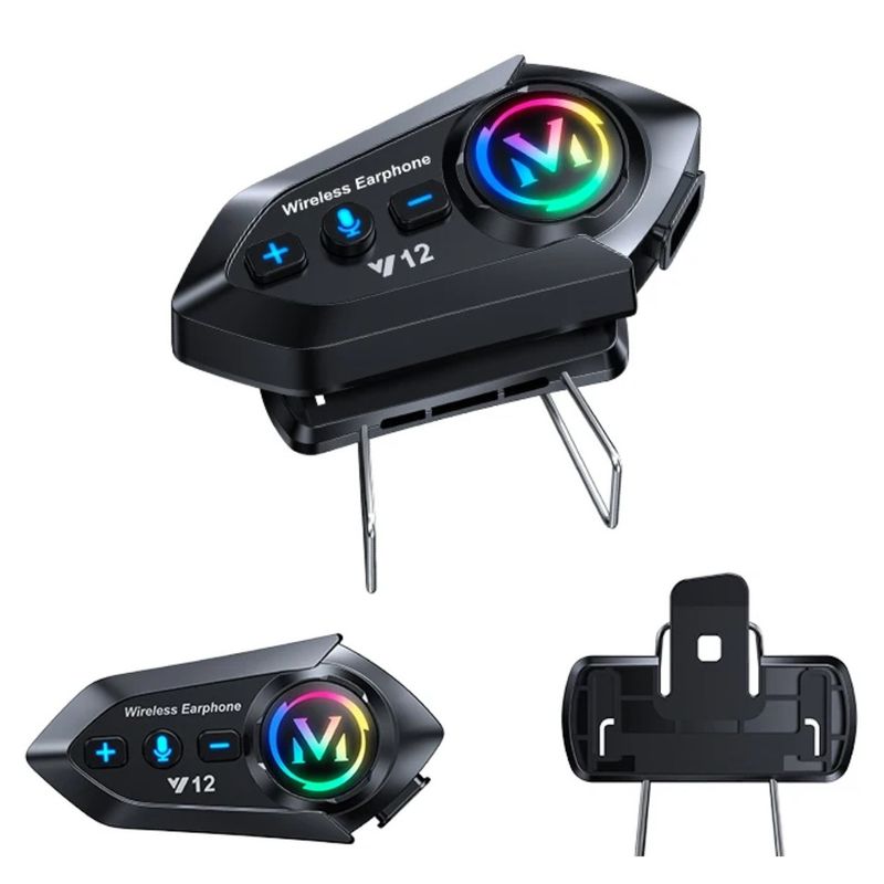 TV, Audio-Video si Foto - Portabile audio - Casti audio - Casca Bluetooth Moto Y12, Pentru Motocicleta, Autonomie 13 ore, Anulare Zgomot, Rezistenta la apa,Pentru un singur rider - Infinity.ro