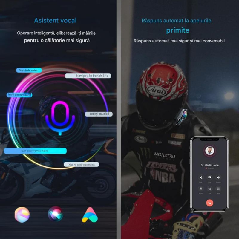 TV, Audio-Video si Foto - Portabile audio - Casti audio - Casca Bluetooth Moto Y12, Pentru Motocicleta, Autonomie 13 ore, Anulare Zgomot, Rezistenta la apa,Pentru un singur rider - Infinity.ro