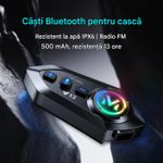 TV, Audio-Video si Foto - Portabile audio - Casti audio - Casca Bluetooth Moto Y12, Pentru Motocicleta, Autonomie 13 ore, Anulare Zgomot, Rezistenta la apa,Pentru un singur rider - Infinity.ro