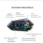 TV, Audio-Video si Foto - Portabile audio - Casti audio - Casca Bluetooth Moto Y12, Pentru Motocicleta, Autonomie 13 ore, Anulare Zgomot, Rezistenta la apa,Pentru un singur rider - Infinity.ro