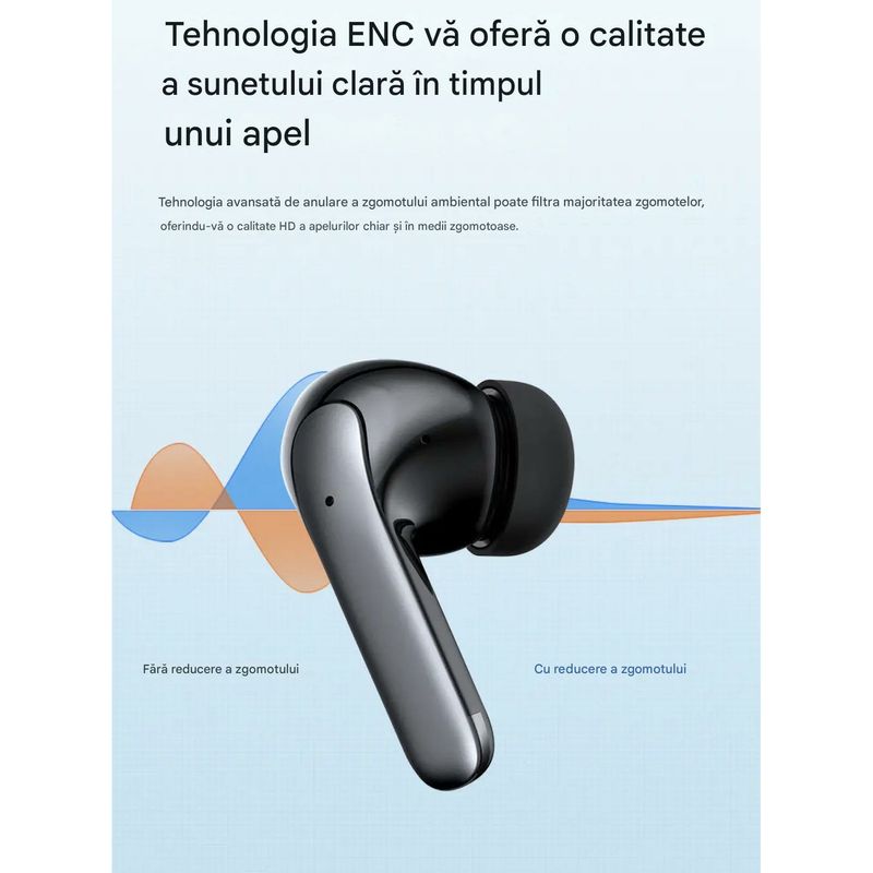 TV, Audio-Video si Foto - Portabile audio - Casti audio - Casti Wireless TWS CerCip S42 cu izolare a zgomotului ENC+ANC, Autonomie 40 ore, Control prin Touch, Universale, Negru - Infinity.ro